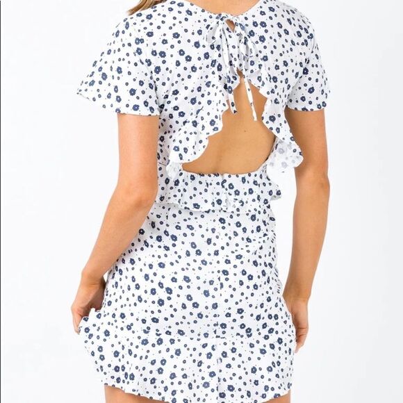 Princess Polly Womens White Floral Ruffle Open Tie Back Nate Mini Dress Size 6 - Picture 10 of 10